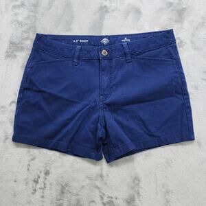 St John's‎ Bay Shorts Womens 6 PETITE Blue Mid Rise 4.5" Short Chino Bermuda